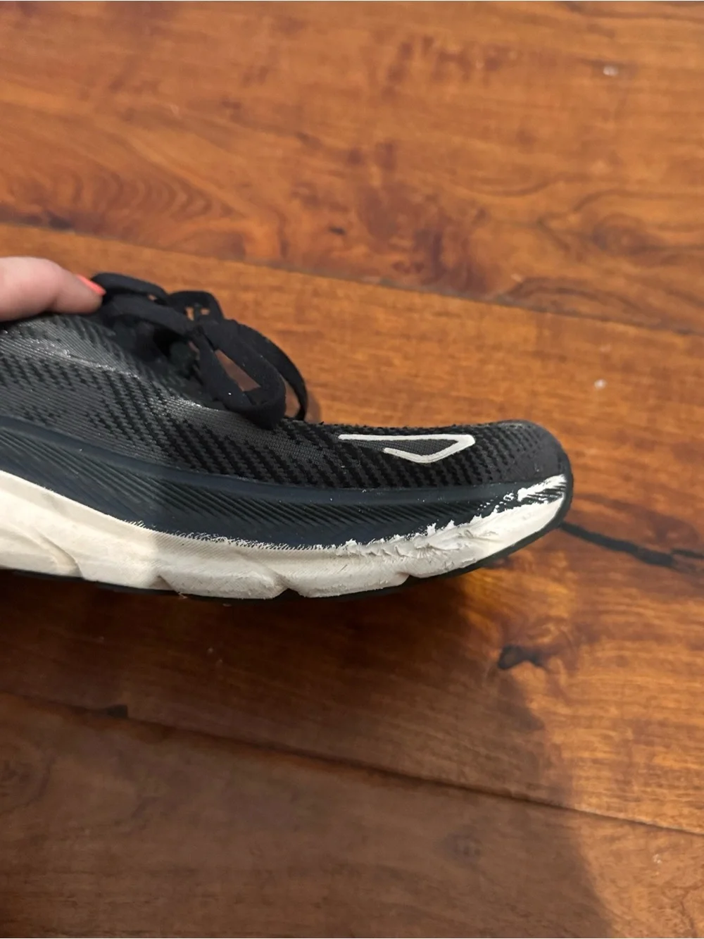 Hoka Black and White Clifton 9 Women's Athletic Shoes